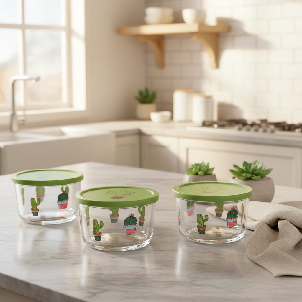 Mini Printed Glass Storage Bowl 190ml (2068) by Limon - All-In-One Store Pakistan