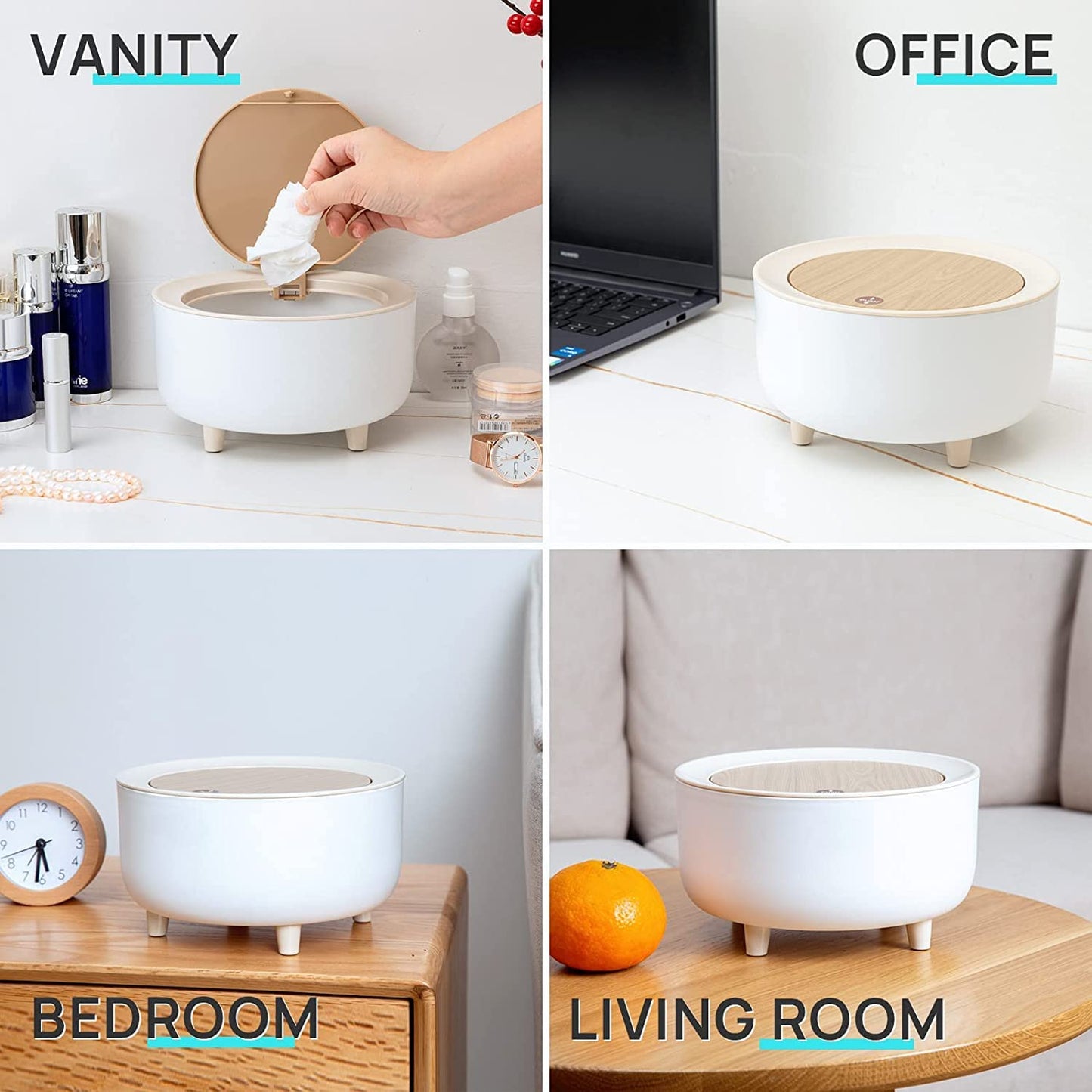 Mini Desktop Trash Can with Push Lid - All-In-One Store Pakistan