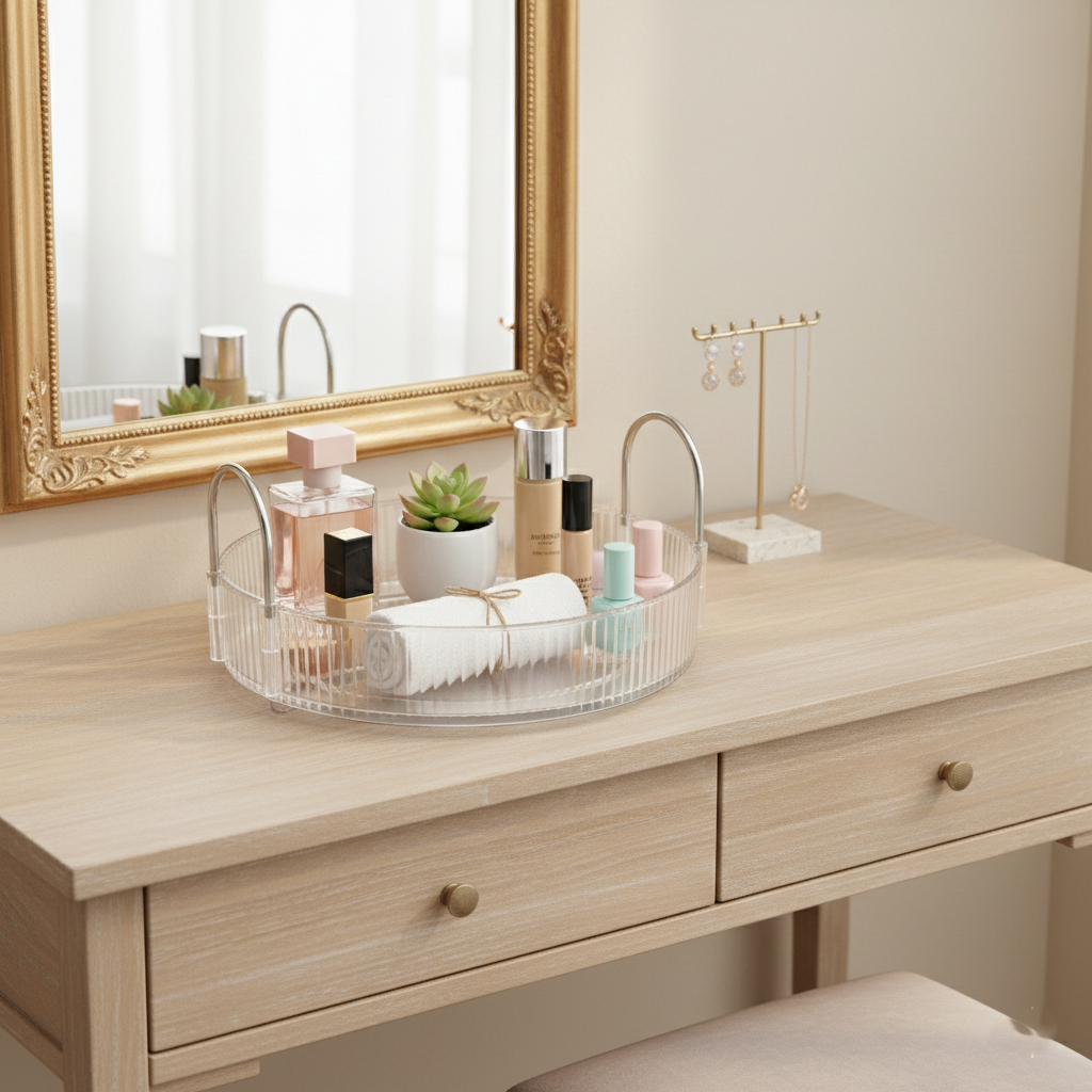 Rotating Organizer with Sleek Silver Handles - All-In-One Store Pakistan