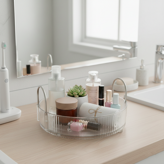 Rotating Organizer with Sleek Silver Handles - All-In-One Store Pakistan