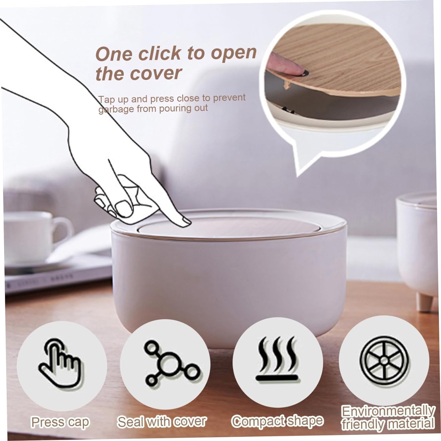 Mini Desktop Trash Can with Push Lid - All-In-One Store Pakistan