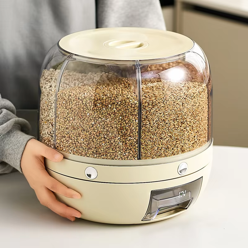 6-Grid Rotating 8.5KG Grains Container - All-In-One Store Pakistan
