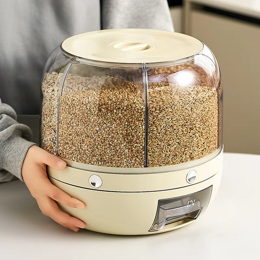 6-Grid Rotating 8.5KG Grains Container - All-In-One Store Pakistan