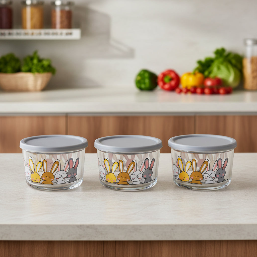 Mini Printed Glass Storage Bowl 190ml (2068) by Limon - All-In-One Store Pakistan