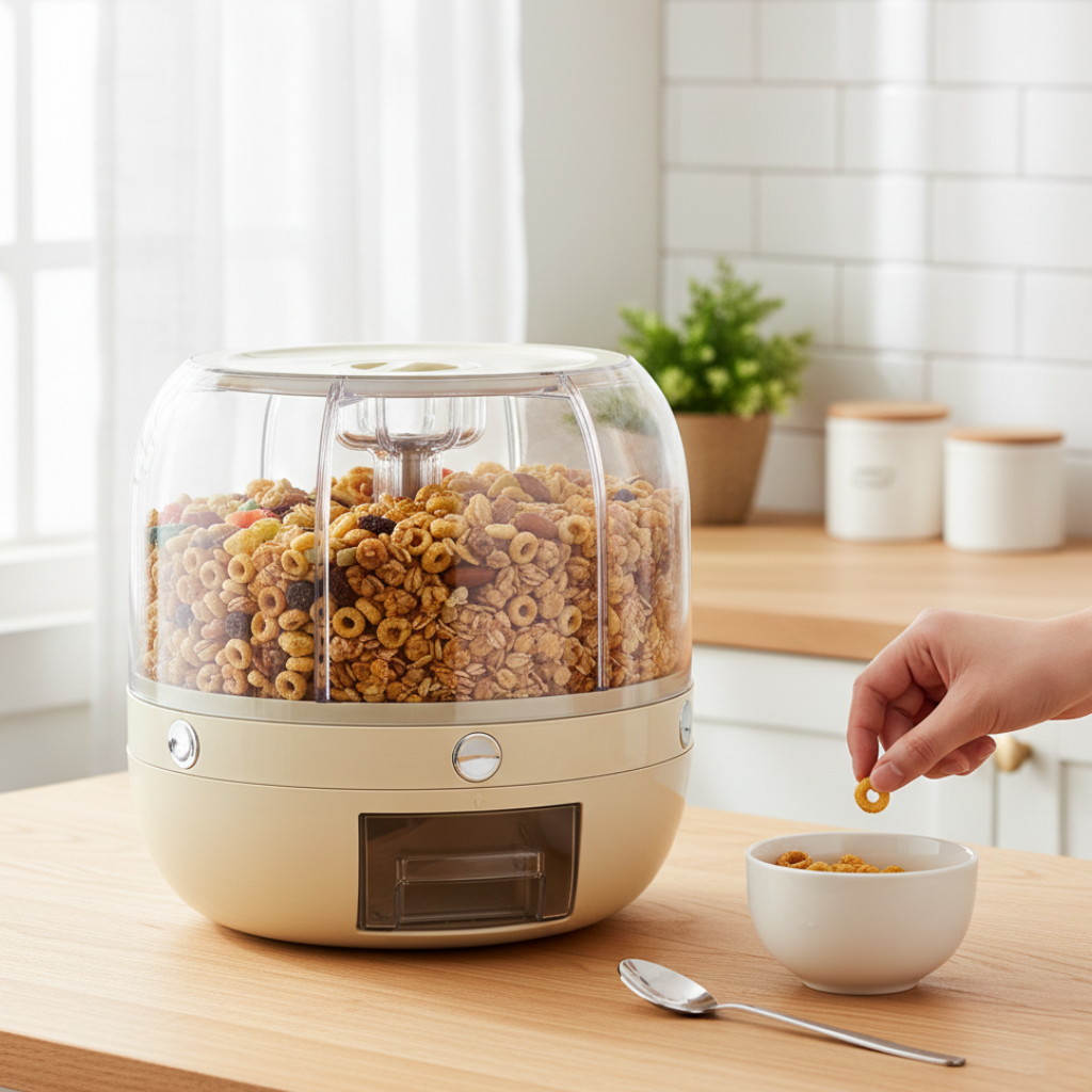 6-Grid Rotating 8.5KG Grains Container - All-In-One Store Pakistan