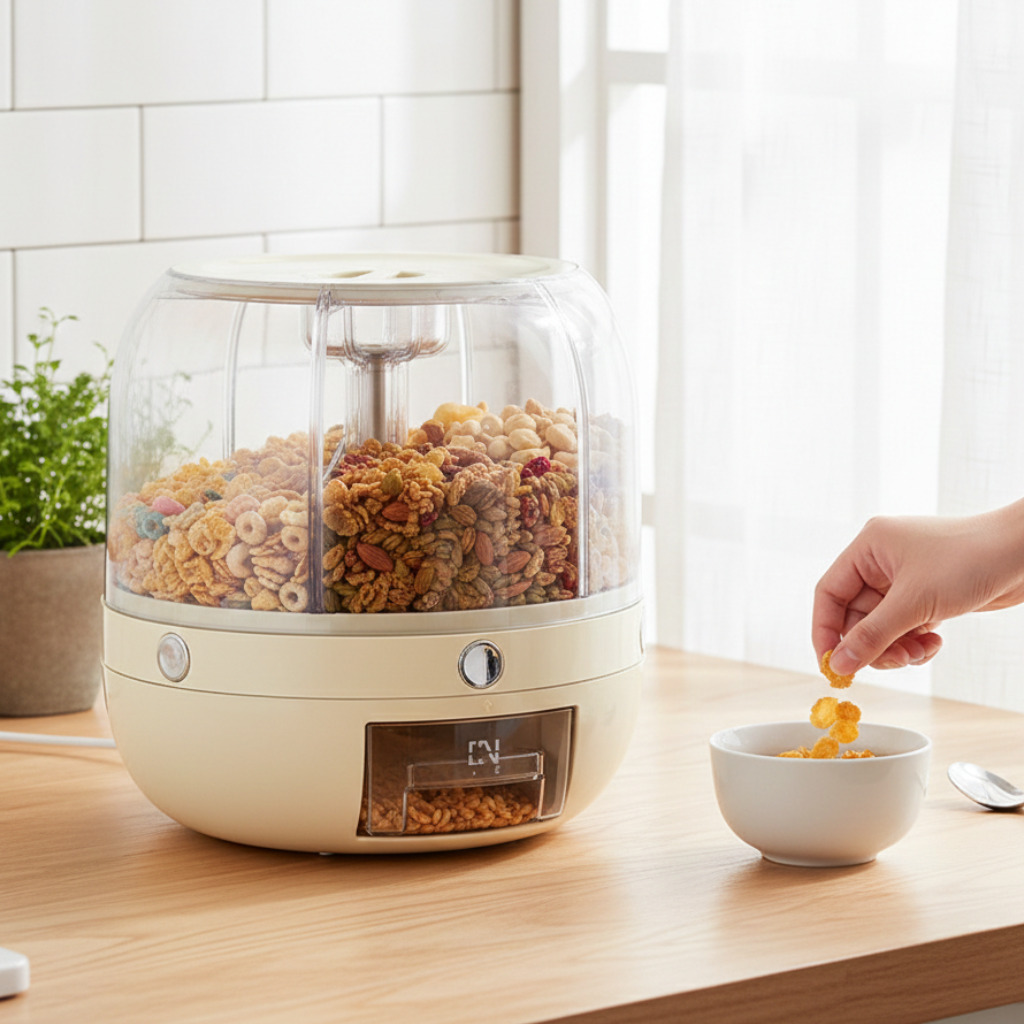 6-Grid Rotating 8.5KG Grains Container - All-In-One Store Pakistan