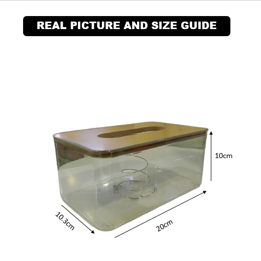 Crystal Clear Tissue Box with Wooden Lid - All-In-One Store Pakistan