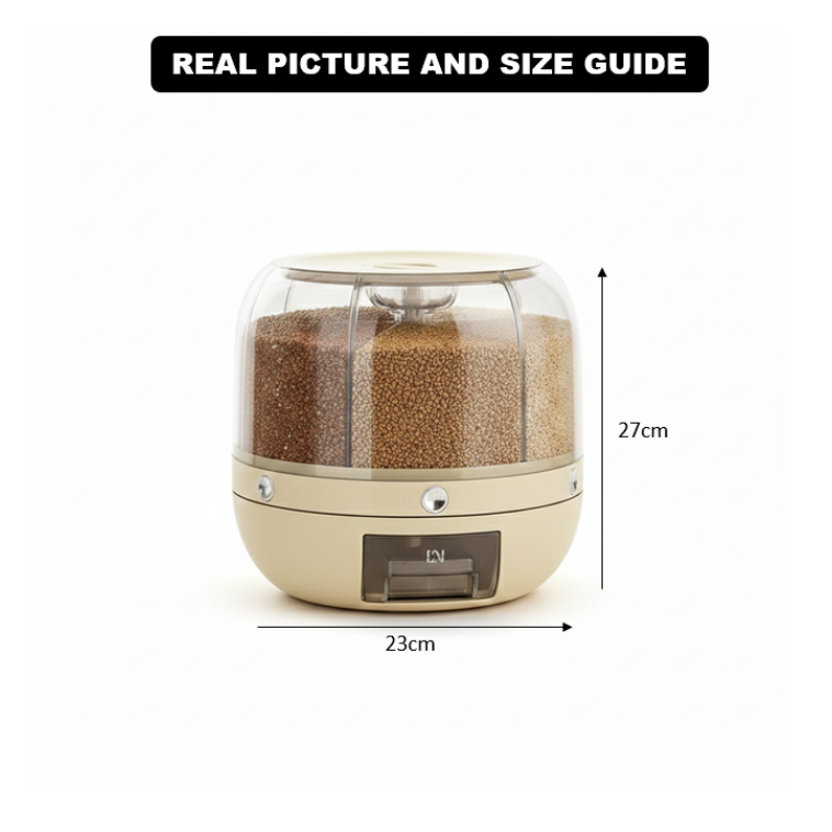 6-Grid Rotating 8.5KG Grains Container - All-In-One Store Pakistan