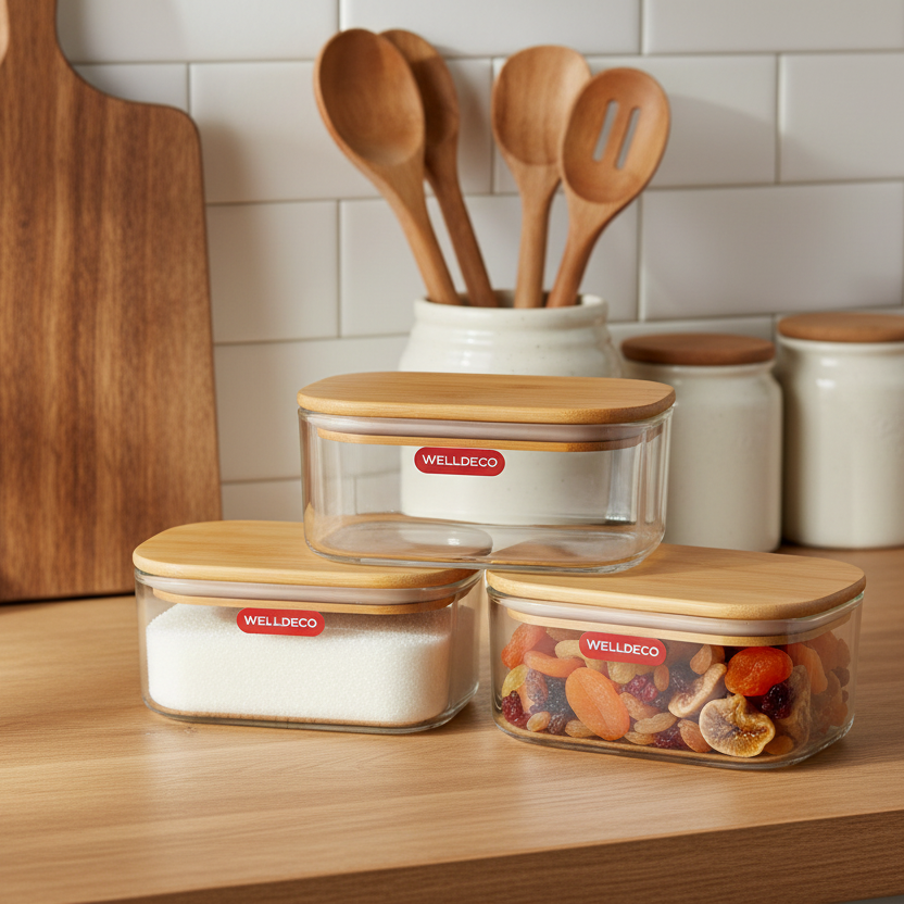 3-Pcs Stack & Seal Glass Container Set (1165) - All-In-One Store Pakistan
