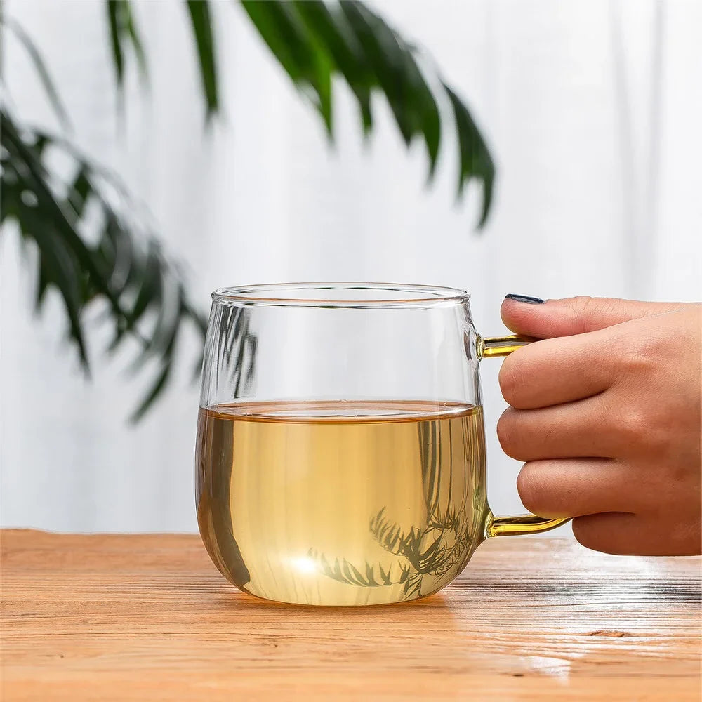 4-Pcs Glass Mugs with Colorful Handles (1149) - All-In-One Store Pakistan