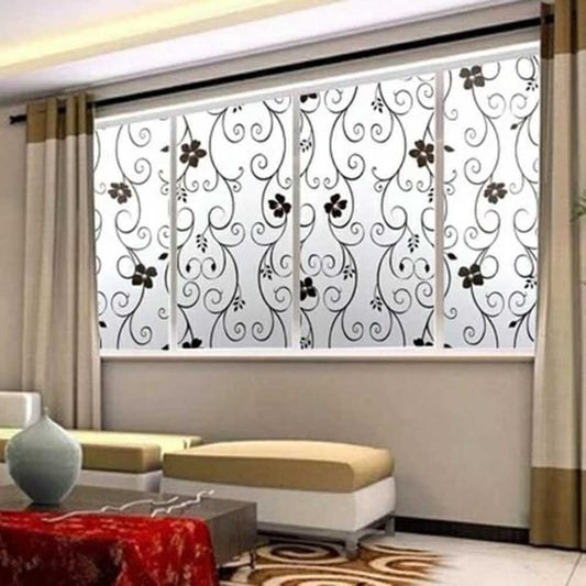Frosted Floral & Swirls Privacy Window Film - All-In-One Store Pakistan