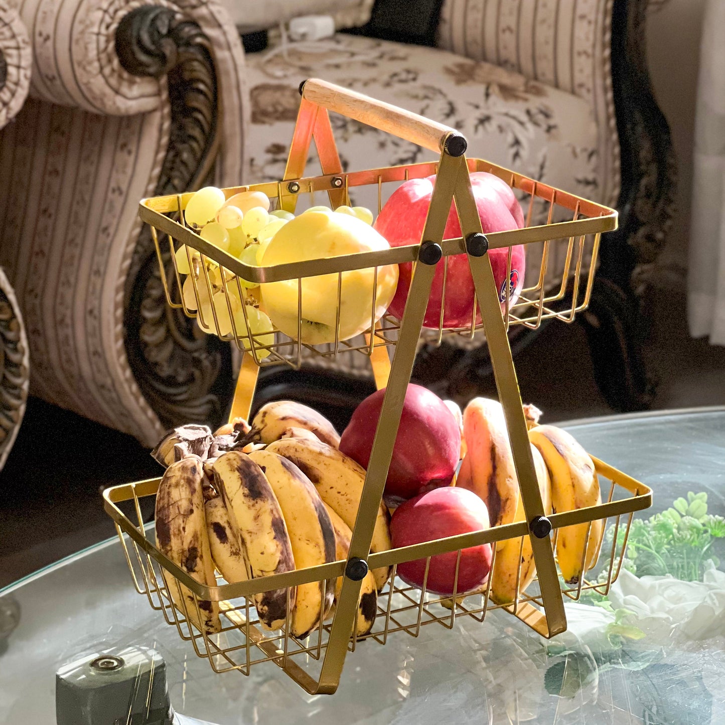 2-Tier Carry and Serve Fruit Basket by Matrix - All-In-One Store Pakistan