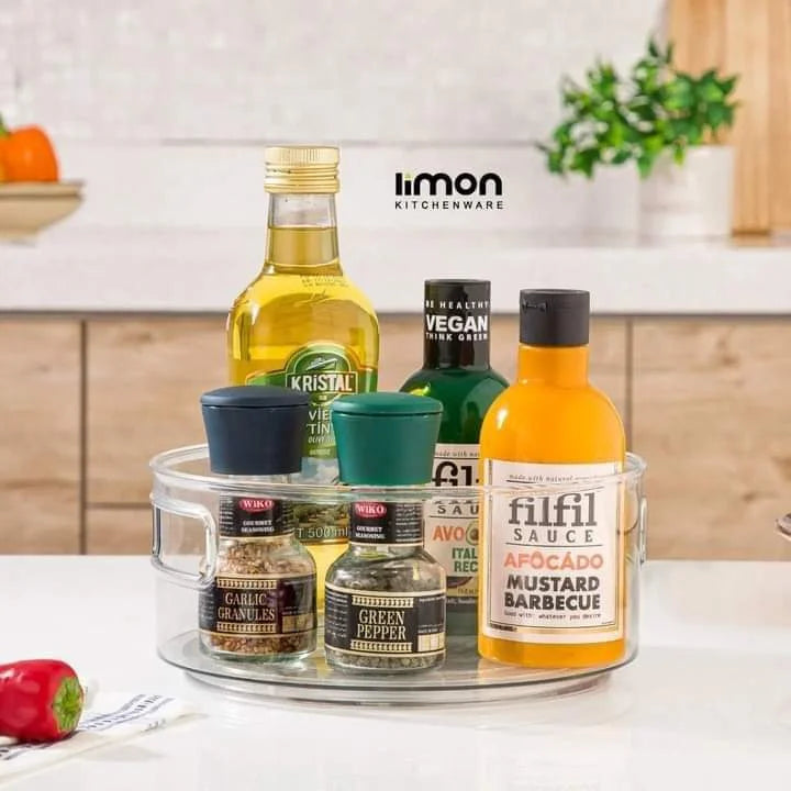 Multi-Use Acrylic Rotatable Tray with Handles (2149) by Limon - All-In-One Store Pakistan