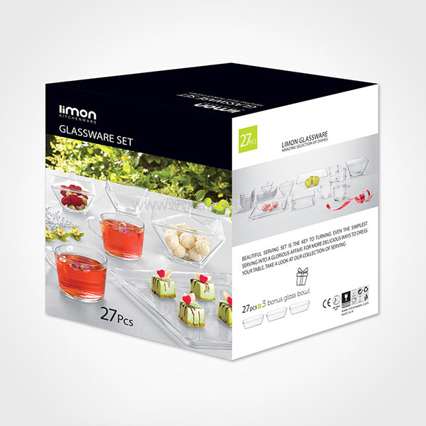 RoyalHost 27-Pcs Deluxe Glass Set (2351) by Limon - All-In-One Store Pakistan