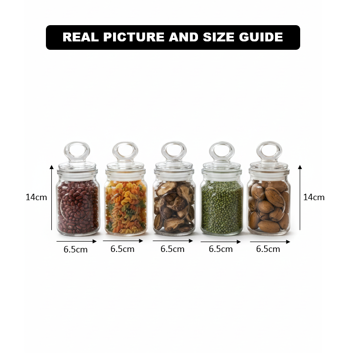 Rustic 6-Piece Airtight Glass Jar Set with Spoons (1876) by Limon - All-In-One Store Pakistan