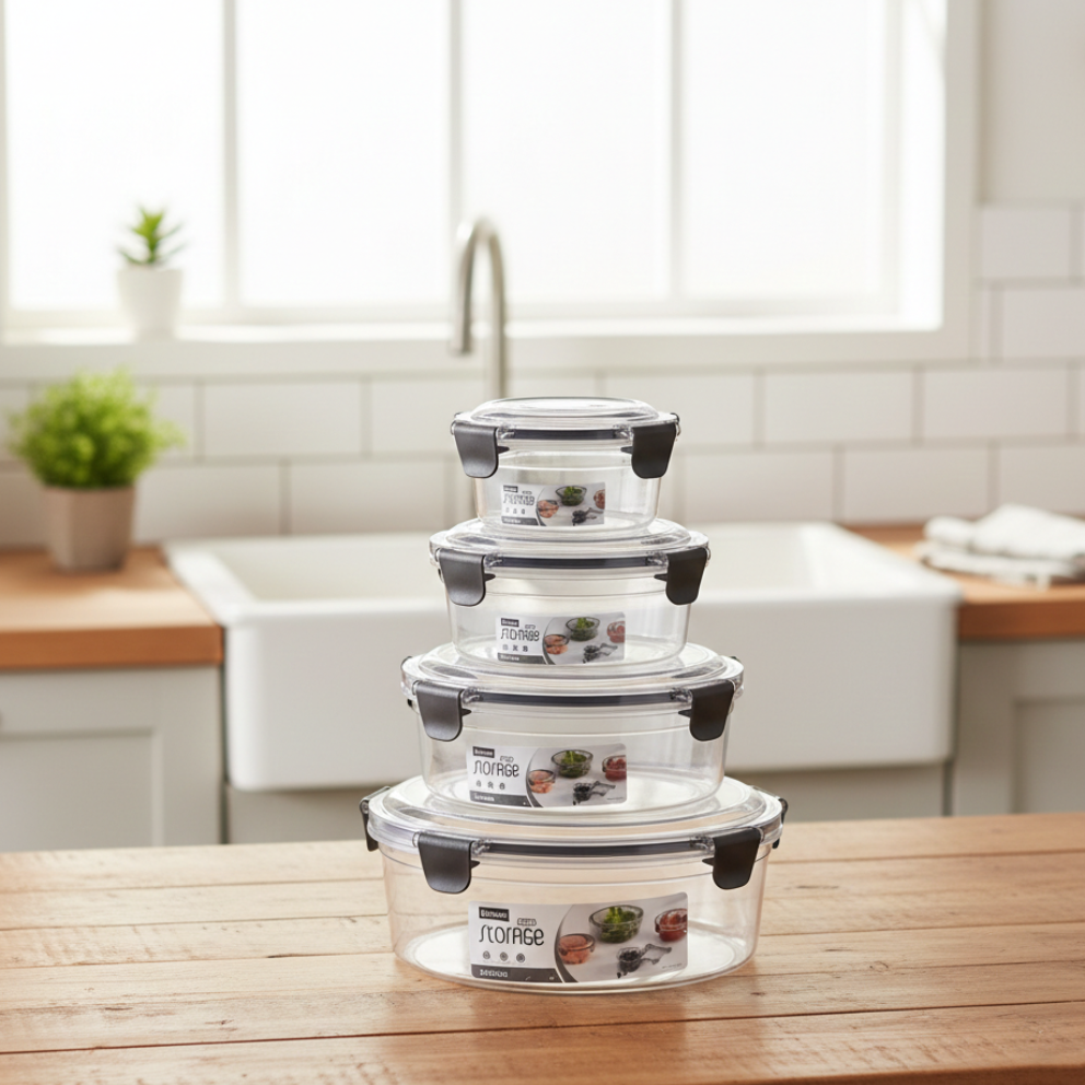 4-Pcs Round Airtight Storage Boxes - All-In-One Store Pakistan