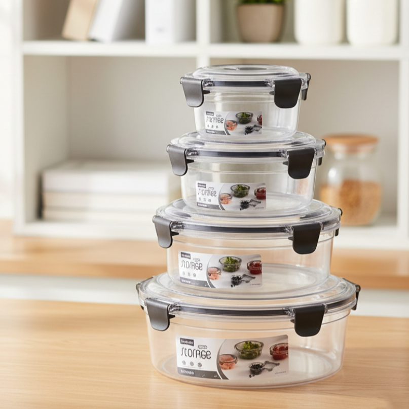 4-Pcs Round Airtight Storage Boxes - All-In-One Store Pakistan
