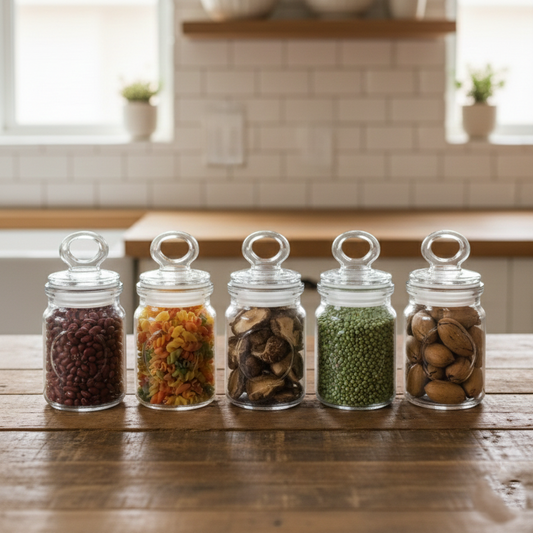 Rustic 6-Piece Airtight Glass Jar Set with Spoons (1876) by Limon - All-In-One Store Pakistan