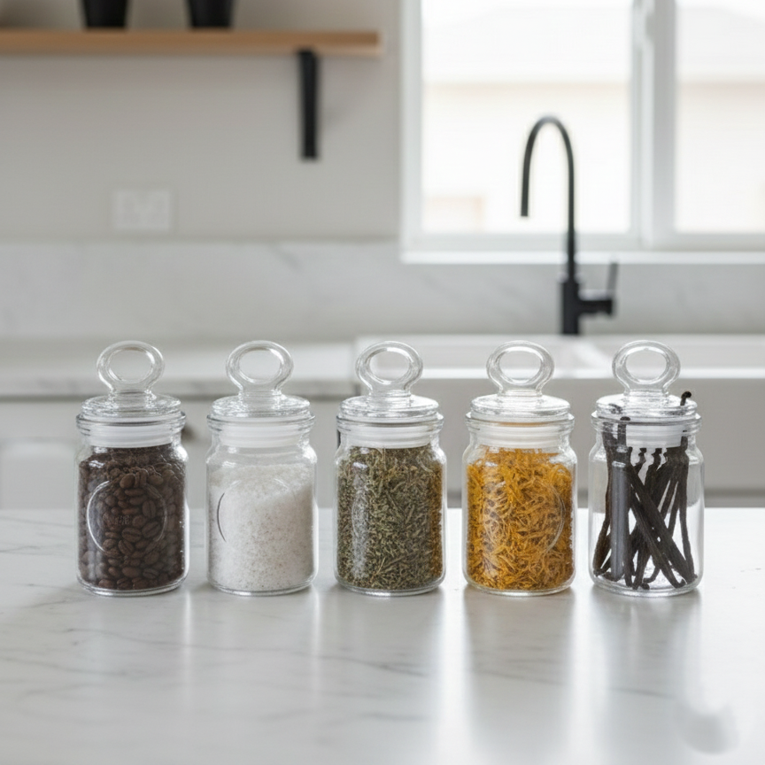 Rustic 6-Piece Airtight Glass Jar Set with Spoons (1876) by Limon - All-In-One Store Pakistan