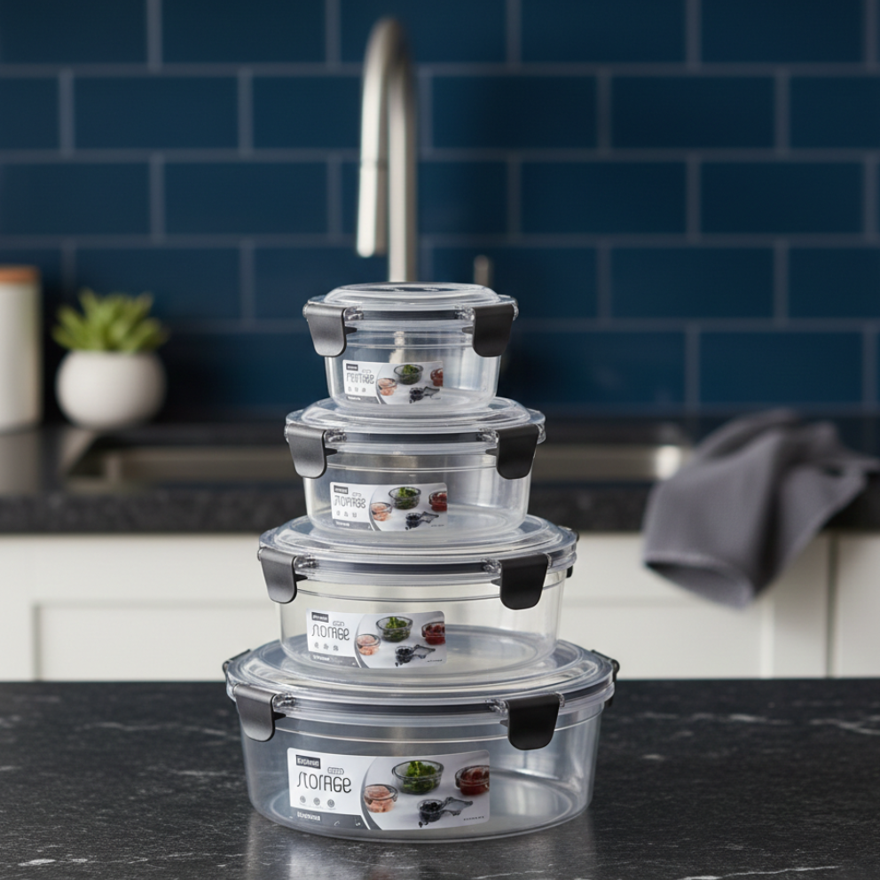 4-Pcs Round Airtight Storage Boxes - All-In-One Store Pakistan