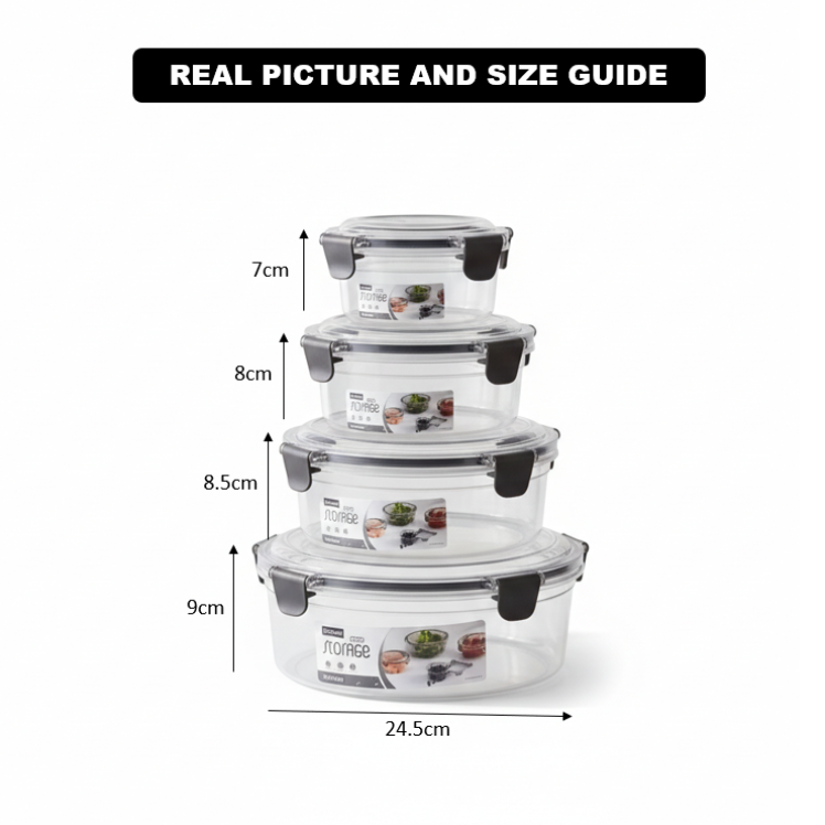 4-Pcs Round Airtight Storage Boxes - All-In-One Store Pakistan