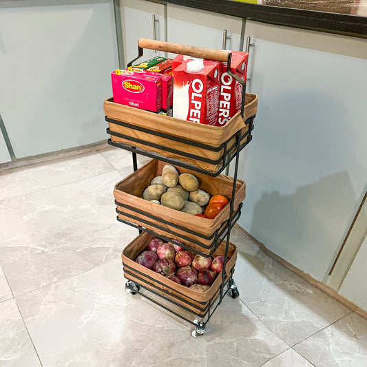 TrioStack Metal Rolling Cart by Matrix - All-In-One Store Pakistan