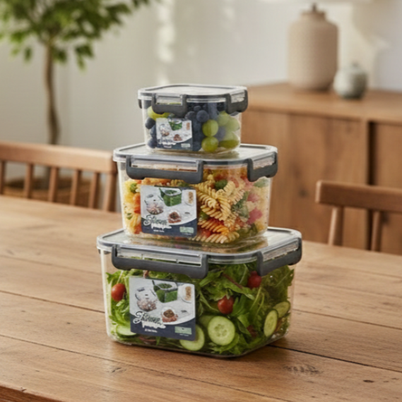 3-Pcs Square Airtight Storage Boxes - All-In-One Store Pakistan