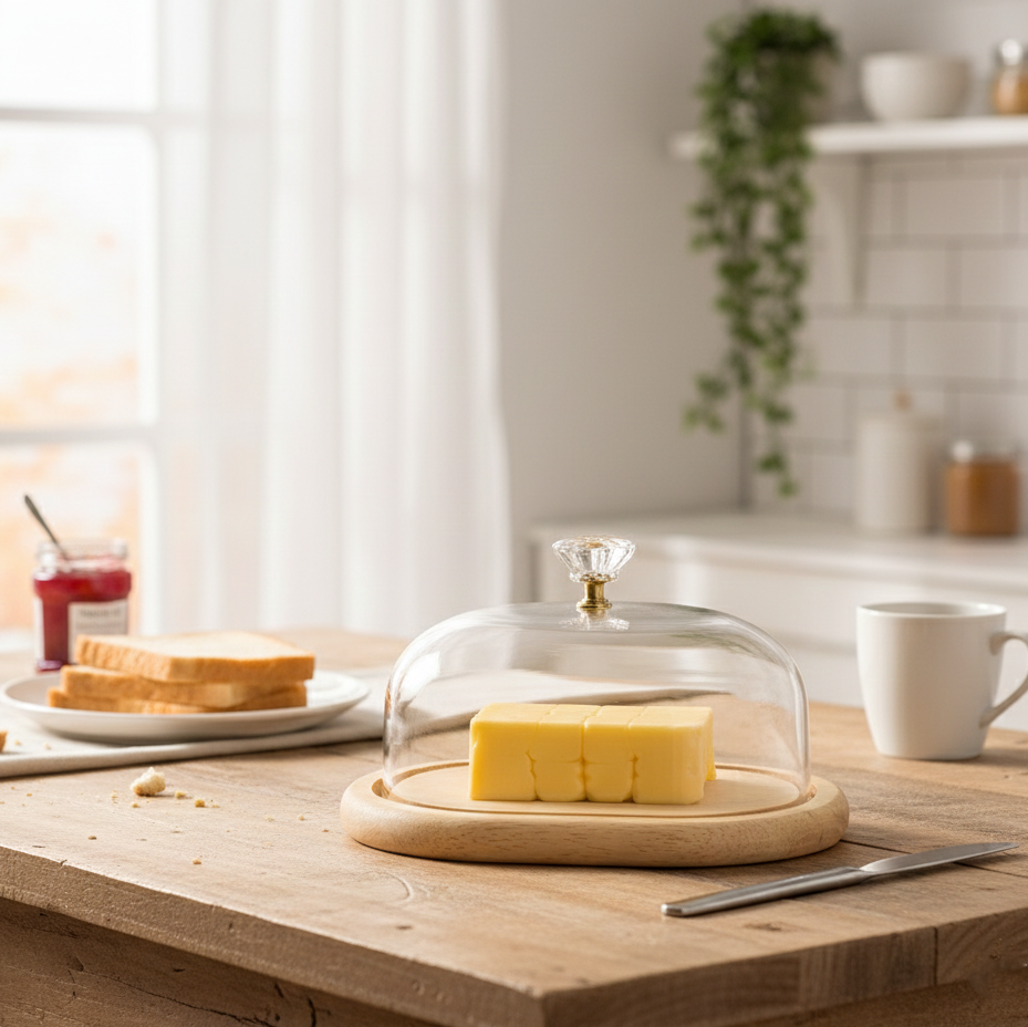 Wooden Butter Dish with Acrylic Lid (2161) by Limon - All-In-One Store Pakistan