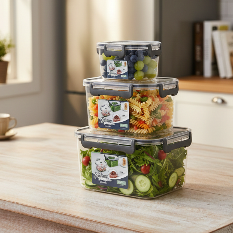 3-Pcs Square Airtight Storage Boxes - All-In-One Store Pakistan
