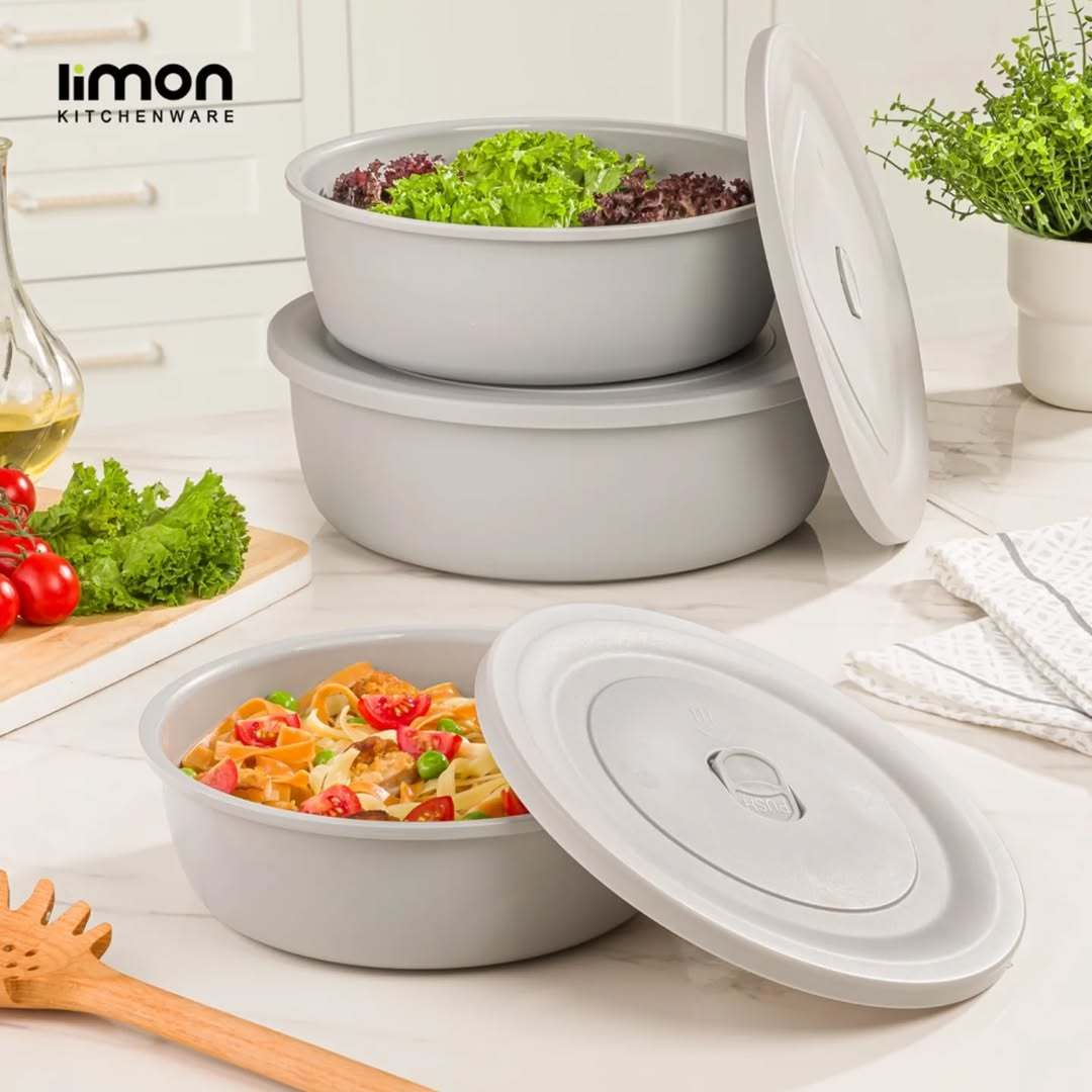 3-Pcs Food Storage Containers with Vented Lid (2425) by Limon - All-In-One Store Pakistan