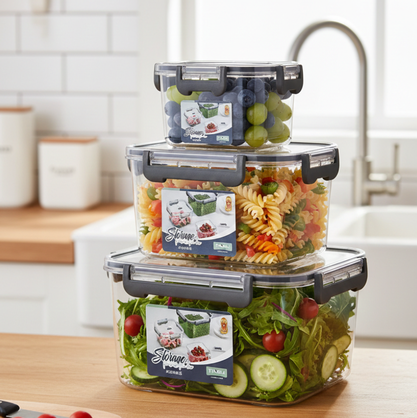 3-Pcs Square Airtight Storage Boxes - All-In-One Store Pakistan