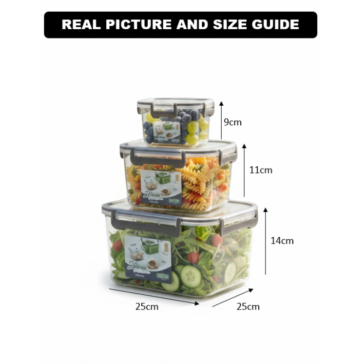 3-Pcs Square Airtight Storage Boxes - All-In-One Store Pakistan