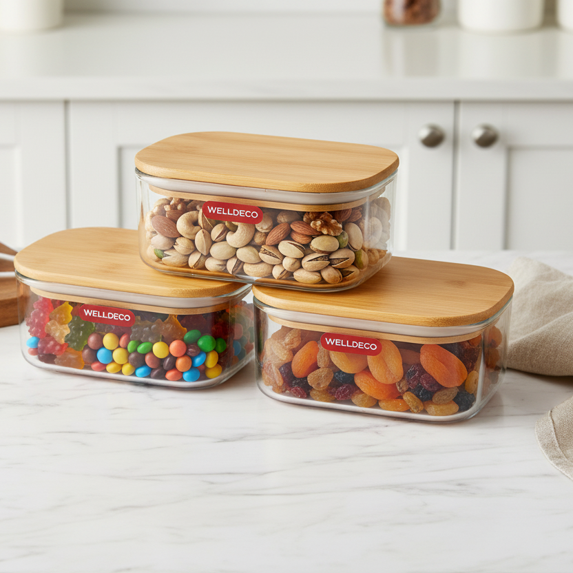 3-Pcs Stack & Seal Glass Container Set (1165) - All-In-One Store Pakistan