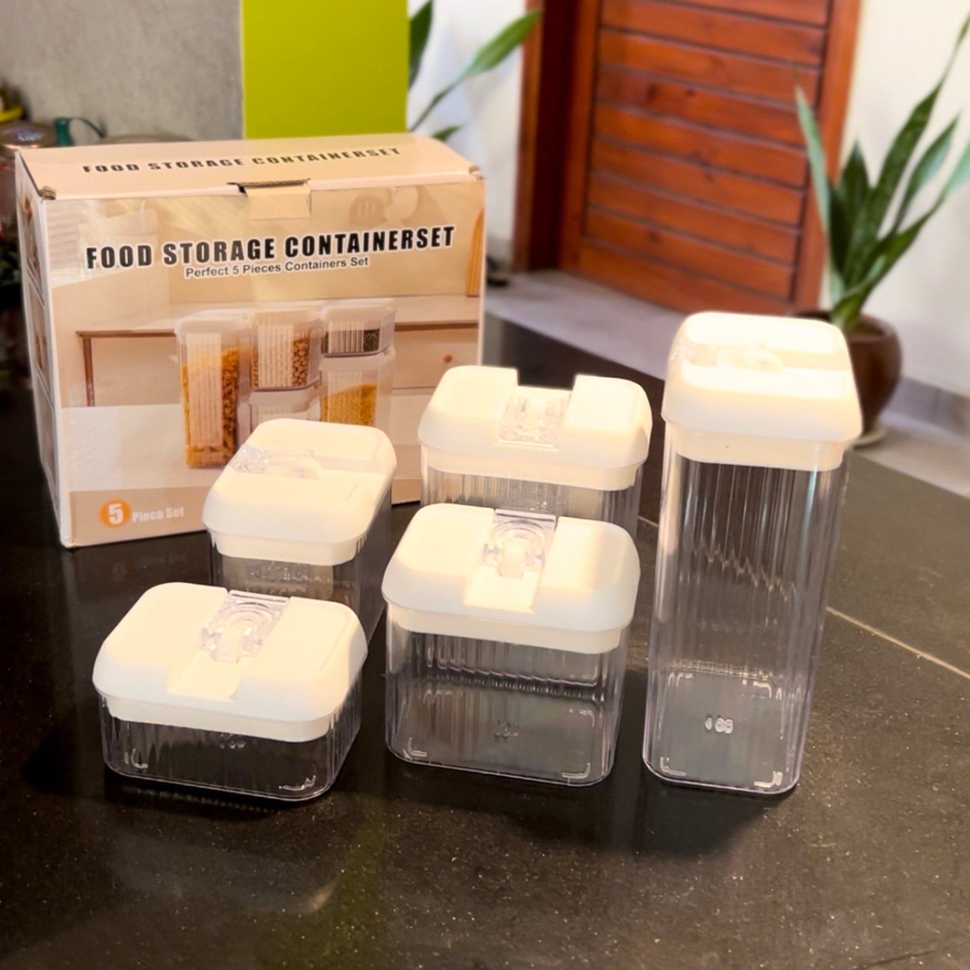 5-Piece Airtight Food & Lentils Container Set - All-In-One Store Pakistan