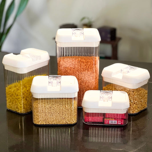 5-Piece Airtight Food & Lentils Container Set - All-In-One Store Pakistan