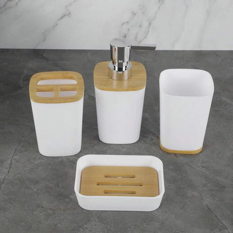AquaCharm 4-Piece Bathroom Accessory Set - All-In-One Store Pakistan