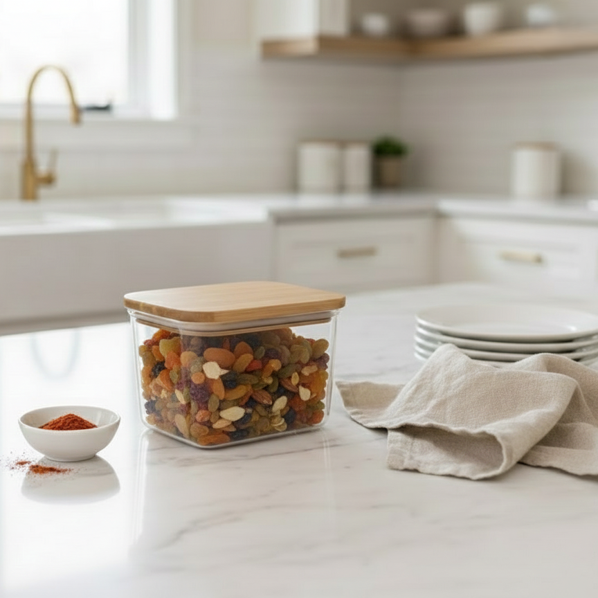 Airtight Glass Container with Wooden Lid by Limon - All-In-One Store Pakistan