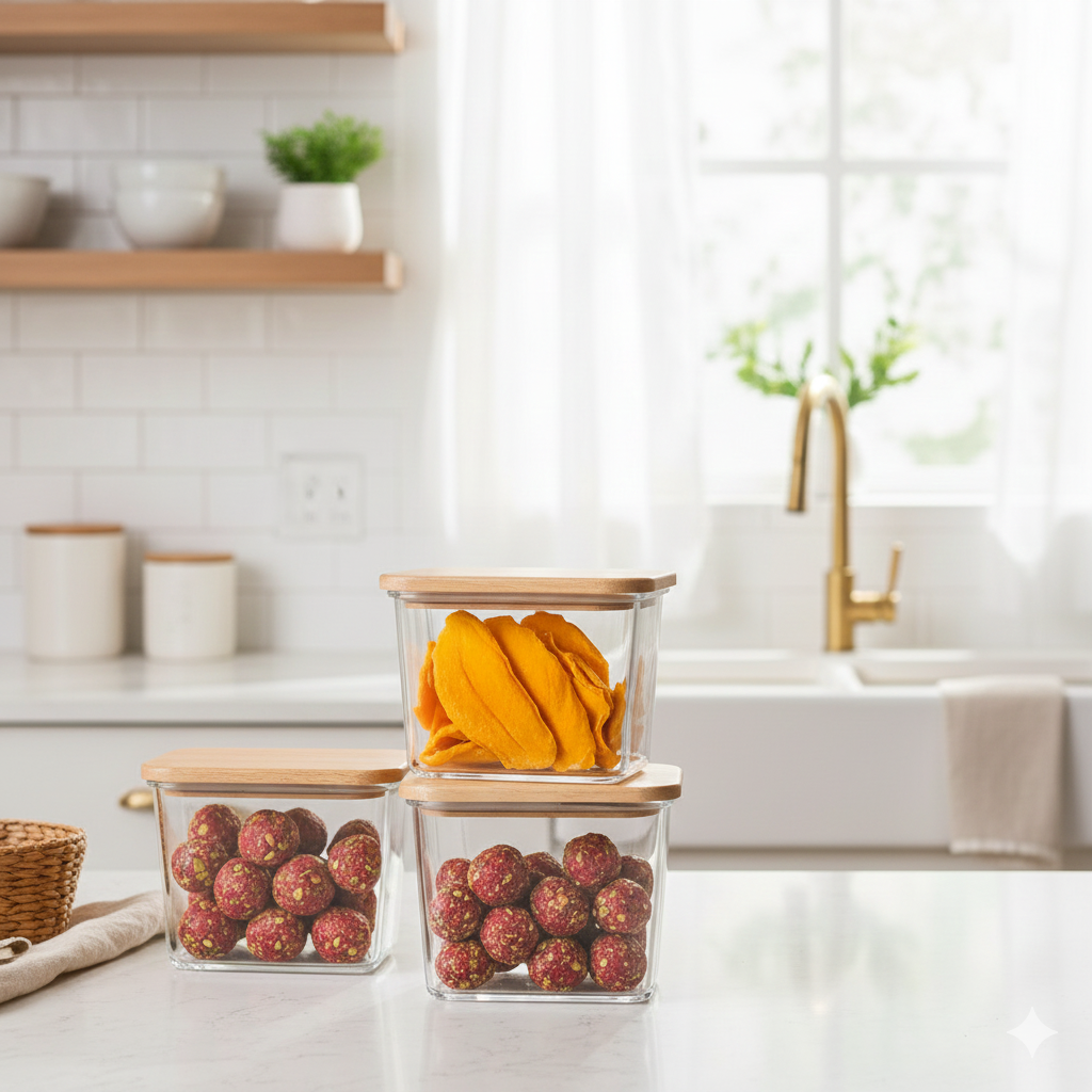 Airtight Glass Container with Wooden Lid by Limon - All-In-One Store Pakistan
