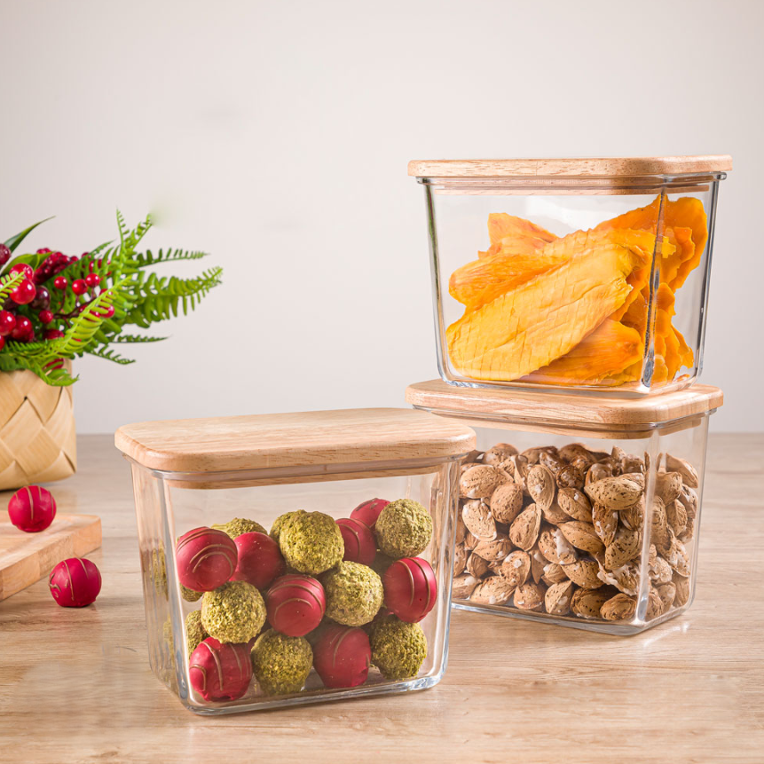 Airtight Glass Container with Wooden Lid by Limon - All-In-One Store Pakistan