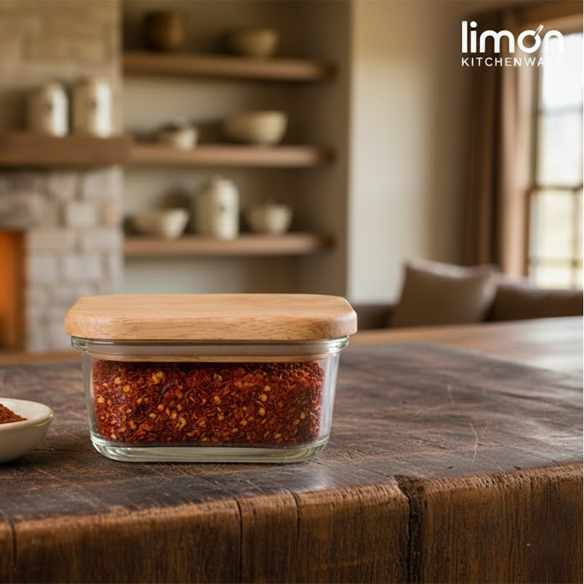 Airtight Glass Container with Wooden Lid by Limon - All-In-One Store Pakistan