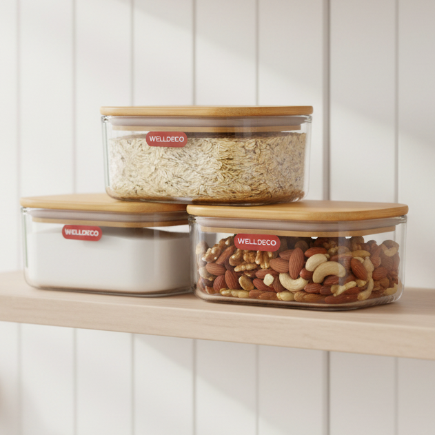 3-Pcs Stack & Seal Glass Container Set (1165) - All-In-One Store Pakistan