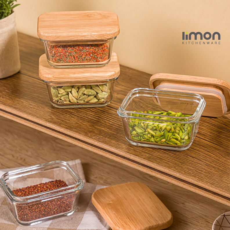 Airtight Glass Container with Wooden Lid by Limon - All-In-One Store Pakistan