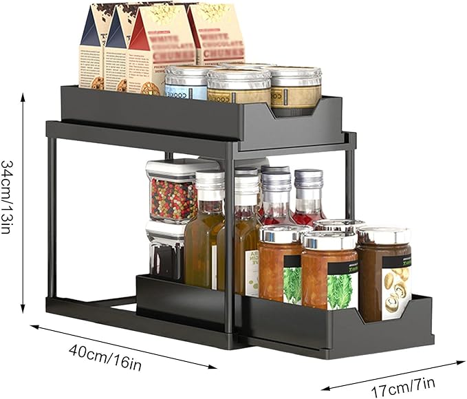 2 Tier Under Sink Organizer Sliding Cabinet Basket - All-In-One Store Pakistan
