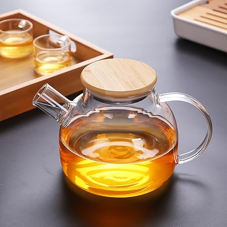 Airtight Heat Resistant Glass Teapot with Wooden Lid - All-In-One Store Pakistan