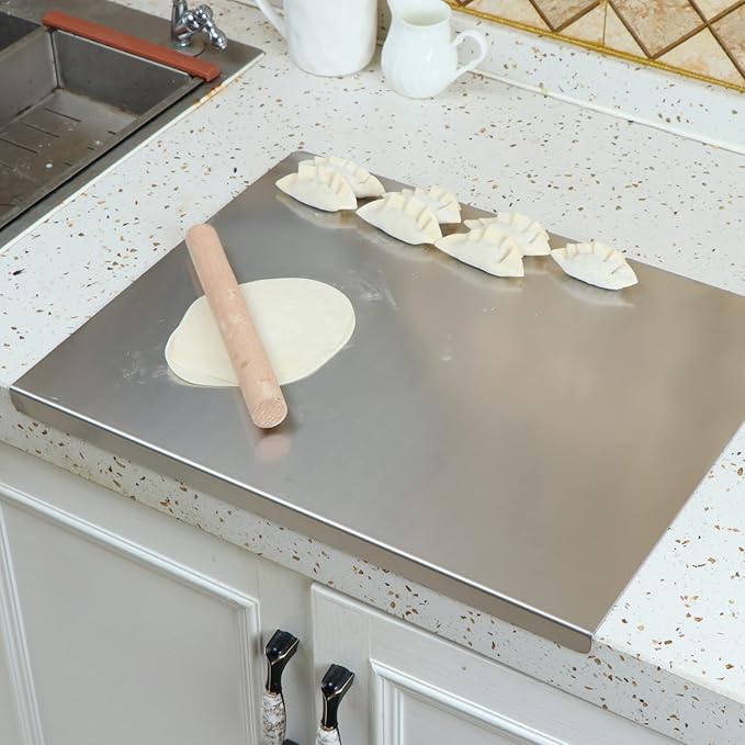 Non-Slip Stainless Steel Board for Cutting, Dough Rolling & Dumpling Prep - All-In-One Store Pakistan