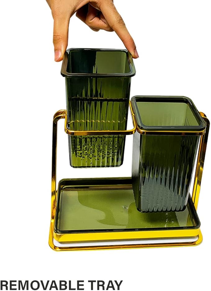 Premium Acrylic Utensil Holder with Metal Frame - All-In-One Store Pakistan