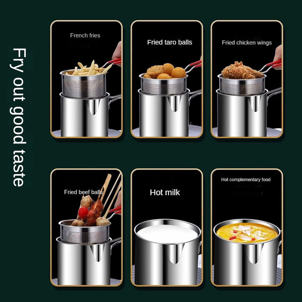 Stianless Steel Deep Fryer with Stainer & Detachable Handle - All-In-One Store Pakistan