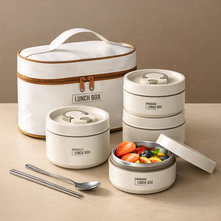 Steel Meal Box Set with Thermal Insulated Carry Bag - All-In-One Store Pakistan