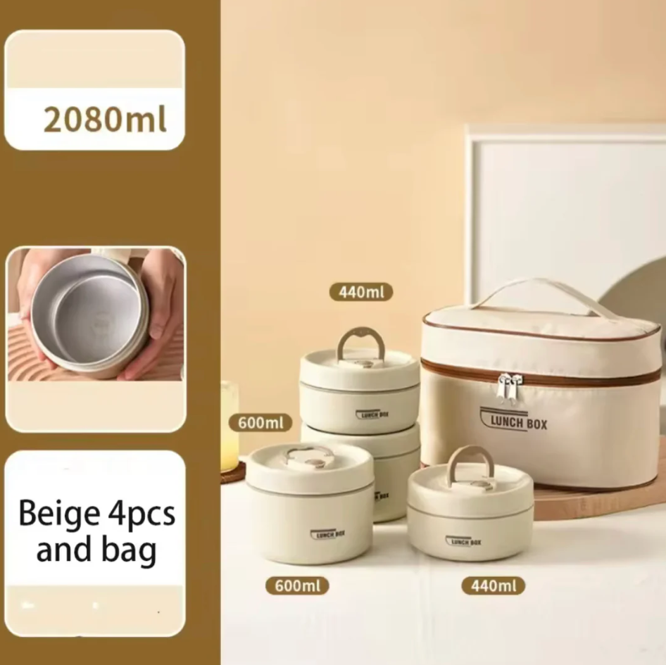 Steel Meal Box Set with Thermal Insulated Carry Bag - All-In-One Store Pakistan