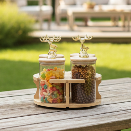 Royal Deer 4-Pcs Rotating Storage Jars Station (1107) - All-In-One Store Pakistan